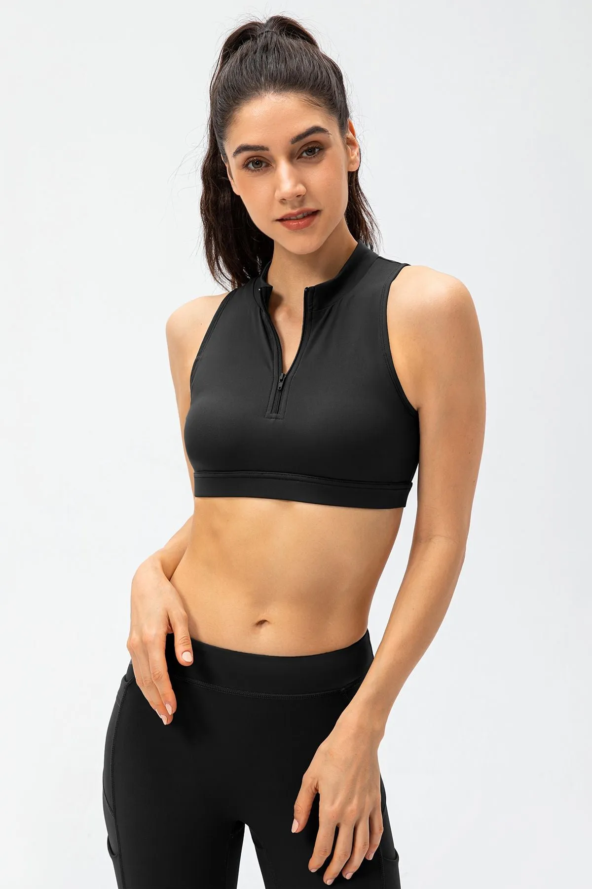Zipper Sleeveless Crop Top